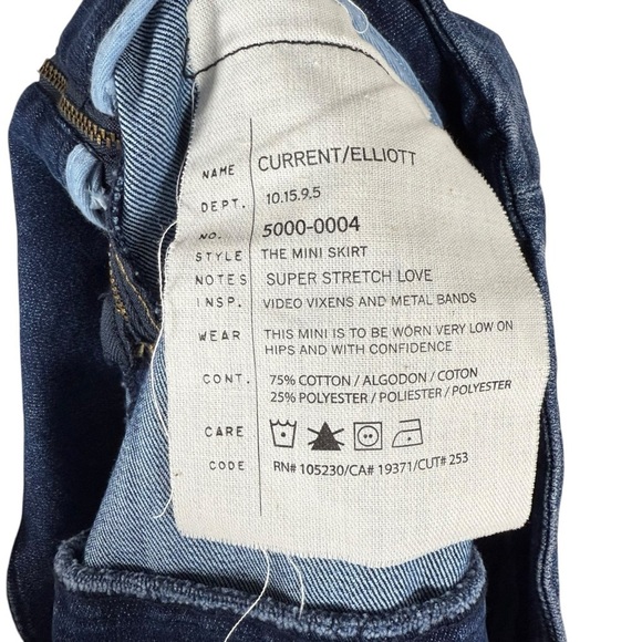 VINTAGE Y2K Current/Elliott Low Rise Denim Mini Skirt in Blue Size S (1) - Picture 7 of 10